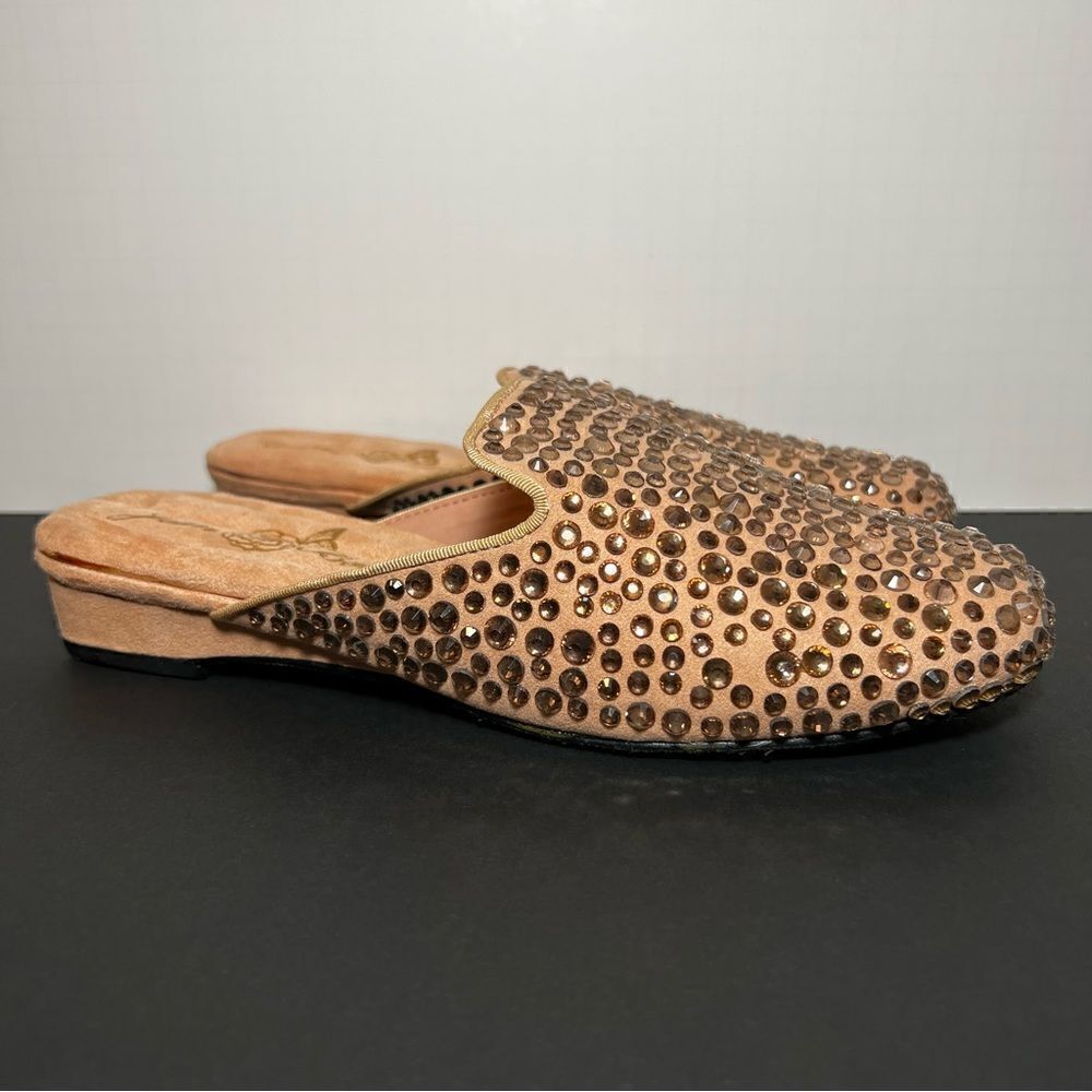 Womens JOAN BOYCE Rose Pink Rhinestone Embellished Slip On Shoes / Size 8.5 W